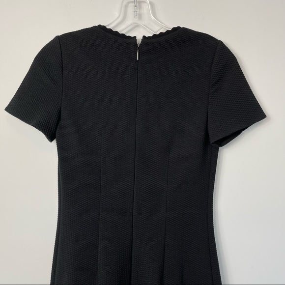 Rebecca Taylor Stretch Texture Scallop V-Neck Mini Drop Waist Ruffle Dress Black - Picture 13 of 16